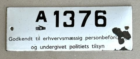 Nummerplade til Taxi Drosche