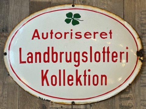 Landbrugslotteri emaljeskilt