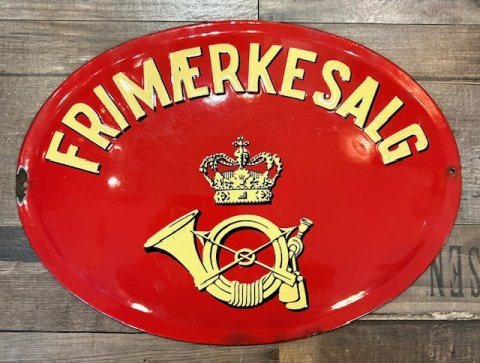 Frimrke salg, emaljeskilt